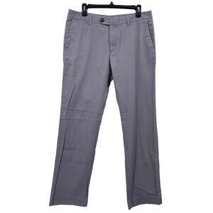 Fairlane Sz 33x32 Grey Slim Straight Leg Dress Pants Flat Front Cotton Stretch